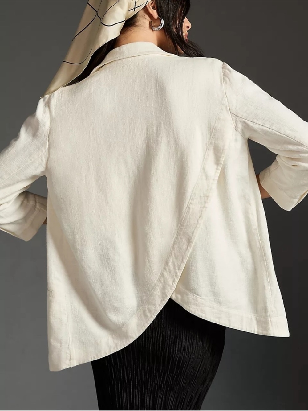 Anthropologie Tulip Back Oversized Linen Blend Blazer in Ivory Sz 24W